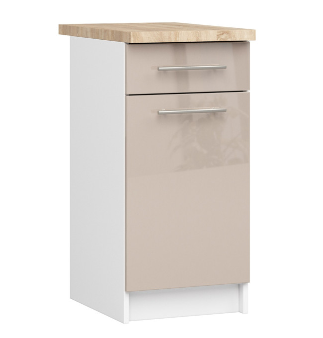 Spodní kuchyňská skříňka s deskou OLIWIA S40 SZ1 bílá / cappuccino, lesk