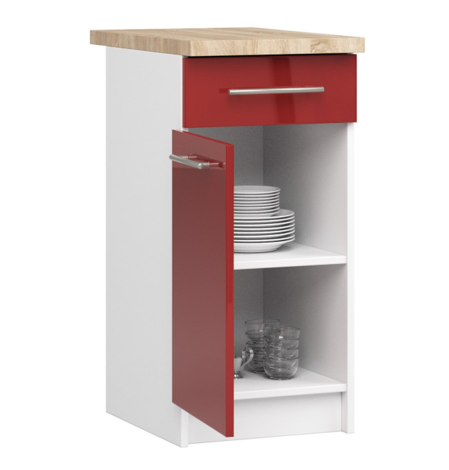 Spodní kuchyňská skříňka s deskou OLIWIA S40 SZ1 bílá / červená, lesk