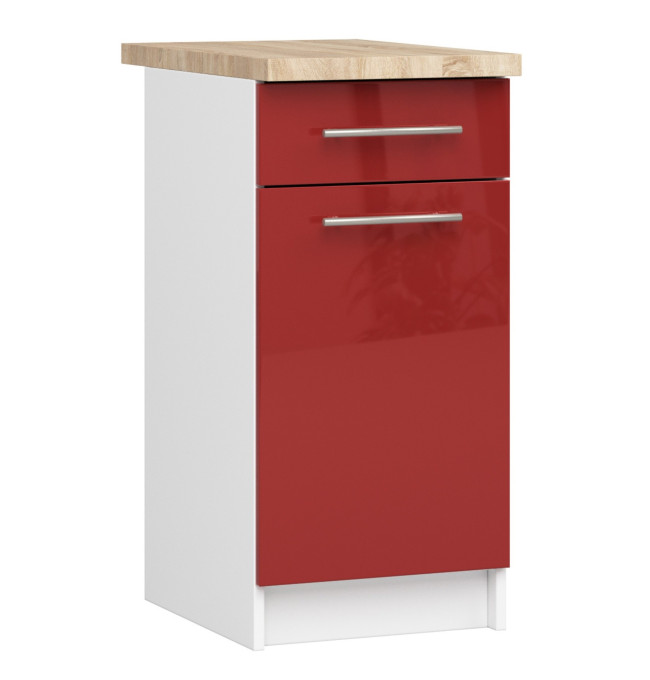 Spodní kuchyňská skříňka s deskou OLIWIA S40 SZ1 bílá / červená, lesk