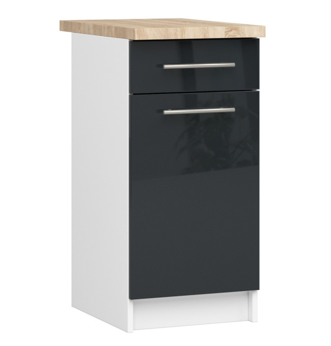 Spodní kuchyňská skříňka s deskou OLIWIA S40 SZ1 bílá / grafitová, lesk