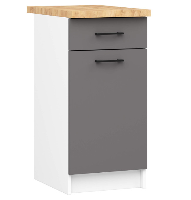 Spodní kuchyňská skříňka s deskou OLIWIA S40 SZ1 bílá / grafitová / šedá