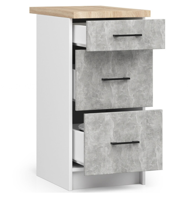 Spodní kuchyňská skříňka s deskou OLIWIA S40 SZ3 bílá / beton