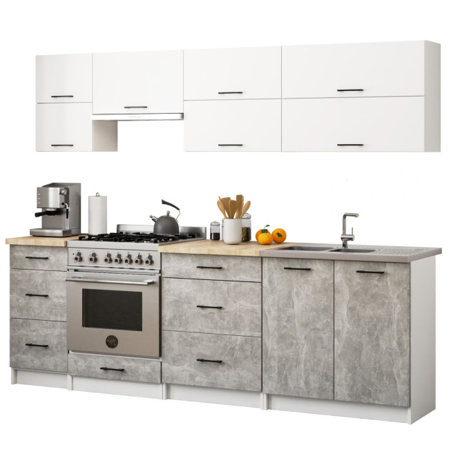 Spodní kuchyňská skříňka s deskou OLIWIA S40 SZ3 bílá / beton