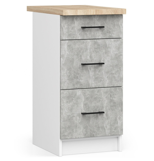 Spodní kuchyňská skříňka s deskou OLIWIA S40 SZ3 bílá / beton