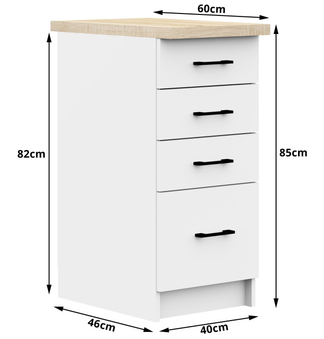 Spodní kuchyňská skříňka s deskou OLIWIA S40 SZ4 bílá