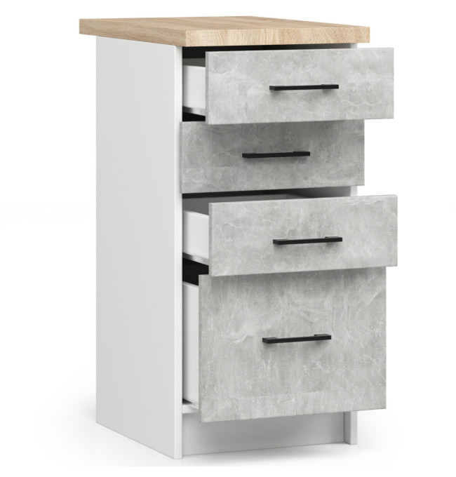 Spodní kuchyňská skříňka s deskou OLIWIA S40 SZ4 bílá / beton