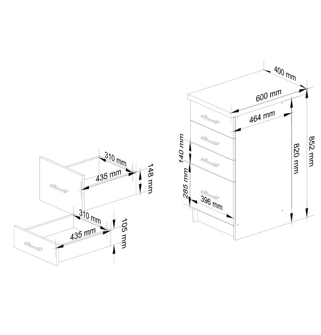 Spodní kuchyňská skříňka s deskou OLIWIA S40 SZ4 bílá / beton