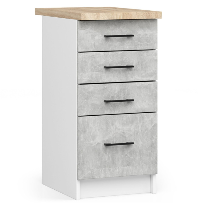 Spodní kuchyňská skříňka s deskou OLIWIA S40 SZ4 bílá / beton