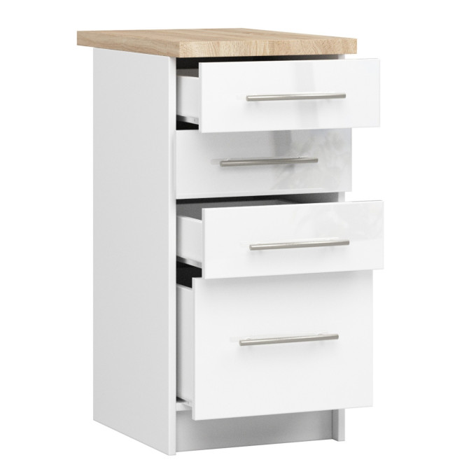 Spodní kuchyňská skříňka s deskou OLIWIA S40 SZ4 bílá, lesk