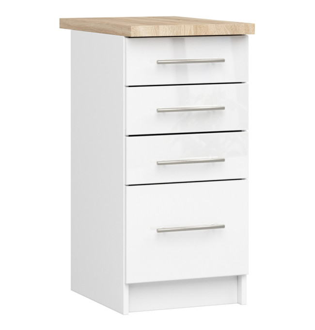 Spodní kuchyňská skříňka s deskou OLIWIA S40 SZ4 bílá, lesk