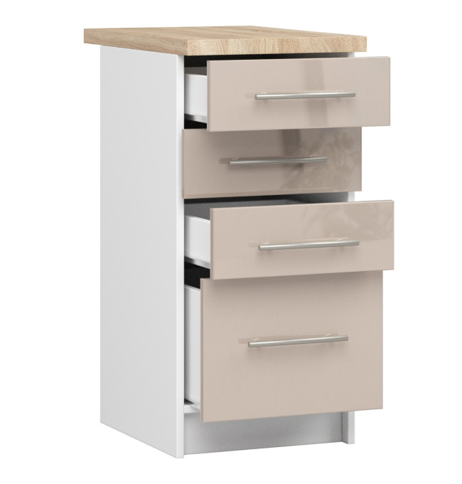 Spodní kuchyňská skříňka s deskou OLIWIA S40 SZ4 bílá / cappuccino, lesk