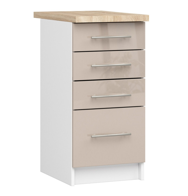 Spodní kuchyňská skříňka s deskou OLIWIA S40 SZ4 bílá / cappuccino, lesk