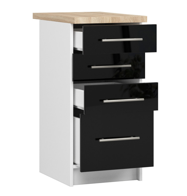 Spodní kuchyňská skříňka s deskou OLIWIA S40 SZ4 bílá / černá, lesk