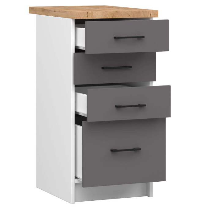 Spodní kuchyňská skříňka s deskou OLIWIA S40 SZ4 bílá / grafitová / šedá