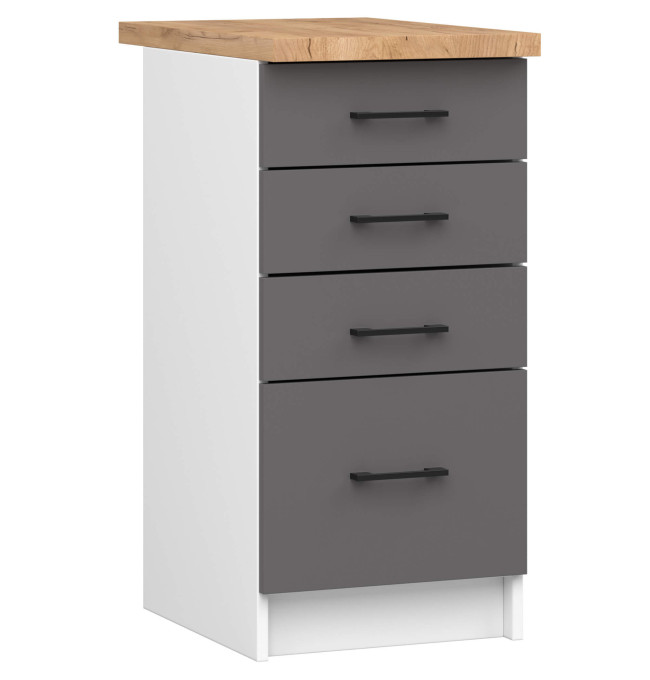 Spodní kuchyňská skříňka s deskou OLIWIA S40 SZ4 bílá / grafitová / šedá