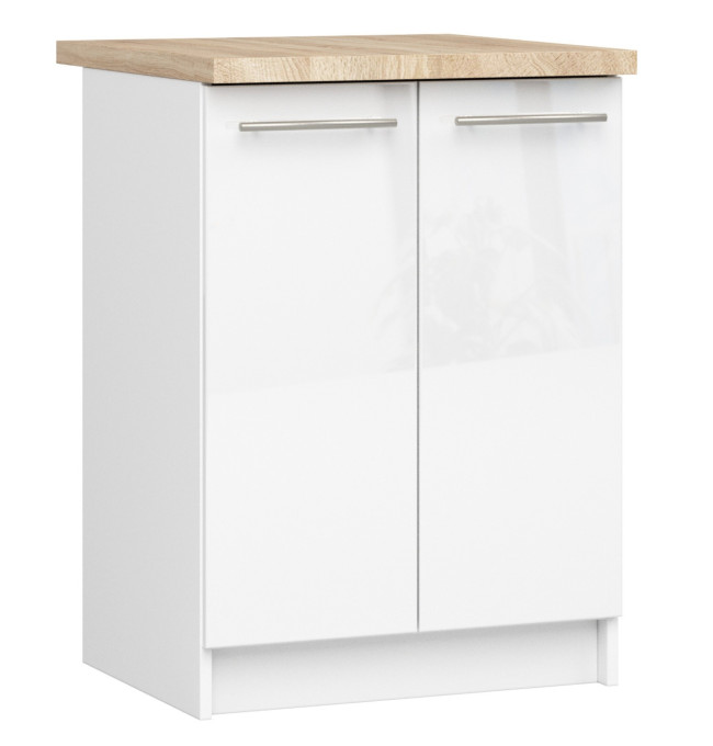 Spodní kuchyňská skříňka s deskou OLIWIA S60 2D bílá, lesk