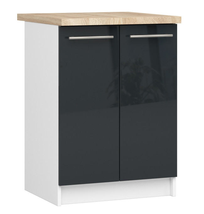 Spodní kuchyňská skříňka s deskou OLIWIA S60 2D bílá / grafitová, lesk