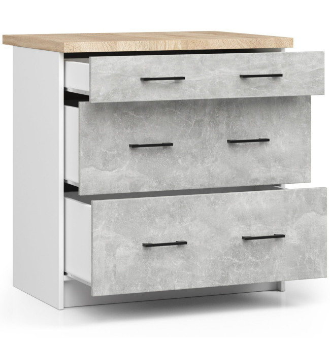 Spodní kuchyňská skříňka s deskou OLIWIA S80 3SZ bílá / beton
