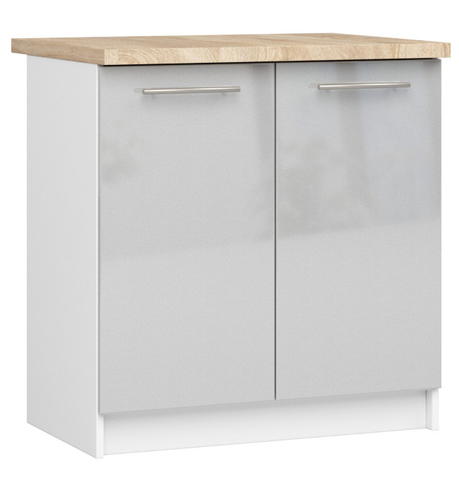 Spodní kuchyňská skříňka s deskou OLIWIA S80 bílá / metalická, lesk
