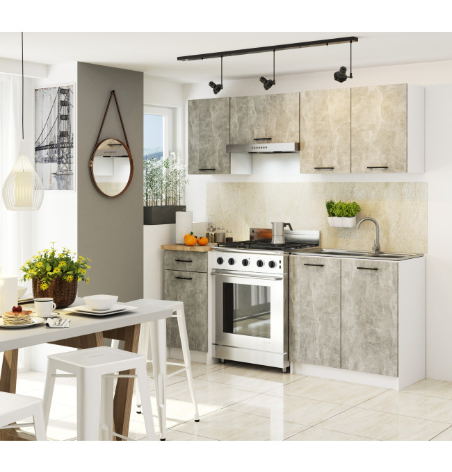 Horní kuchyňská skříňka OLIWIA W30 H580 bílá / beton