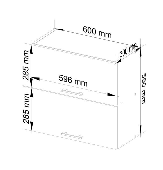 Horní kuchyňská skříňka OLIWIA W60 G2 H580 bílá / grafitová / šedá