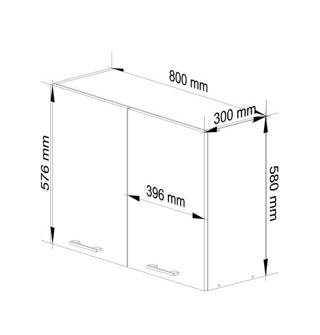 Horní kuchyňská skříňka OLIWIA W80 H580 bílá / beton