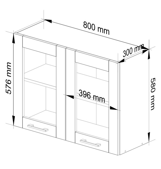 Horní kuchyňská skříňka OLIWIA W80 H580 bílá / beton
