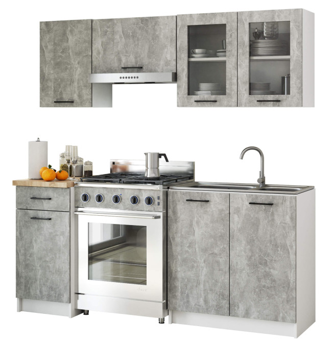 Horní kuchyňská skříňka OLIWIA W80 H580 bílá / beton