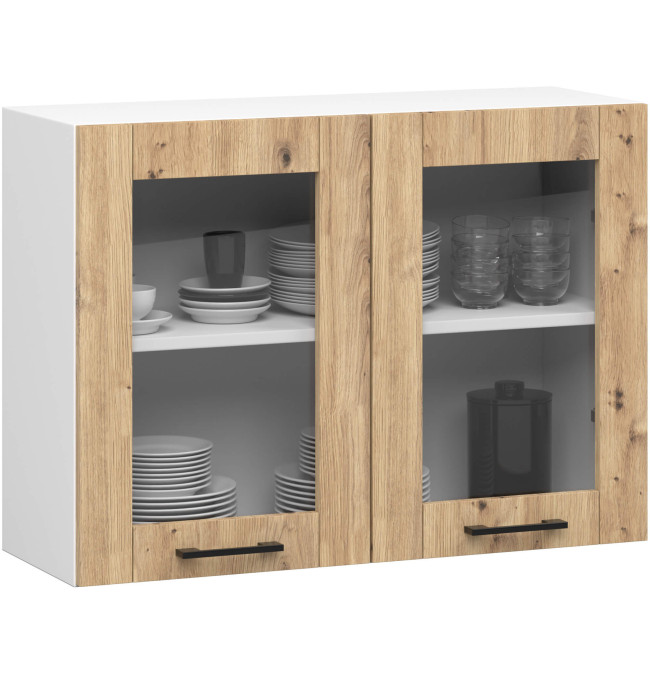 Horní kuchyňská skříňka OLIWIA W80 H580 bílá / dub artisan