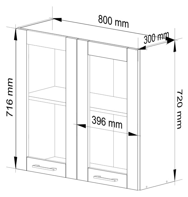 Horní kuchyňská skříňka OLIWIA W80 H720 bílá / šedá