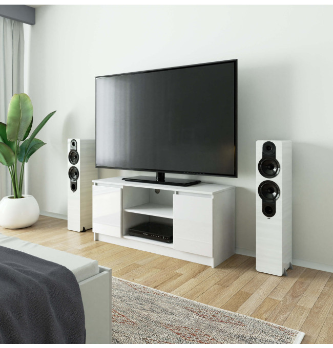 Stolek pod TV RTV 120 2D 1P bílý, lesk