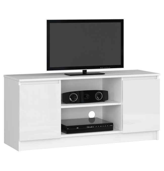 Stolek pod TV RTV 120 2D 1P bílý, lesk