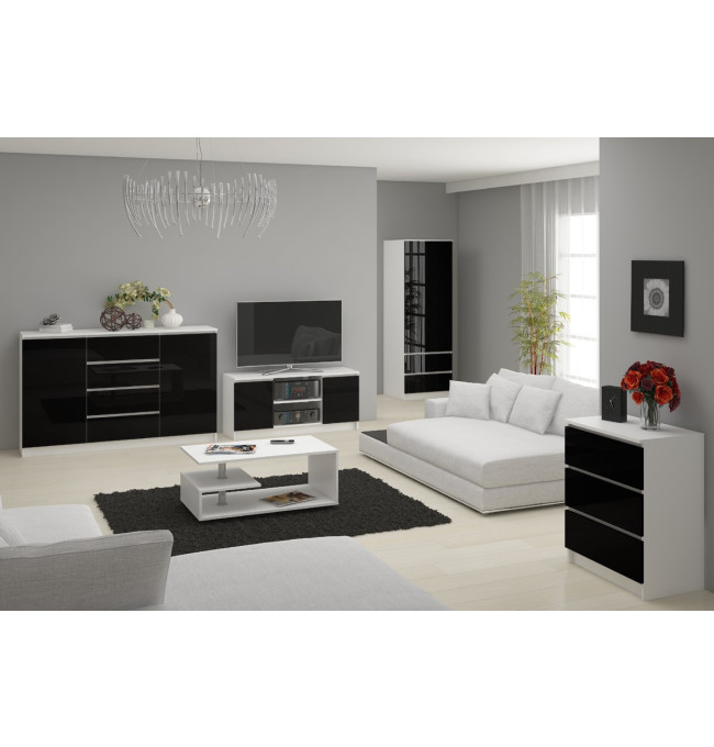 Stolek pod TV RTV 120 2D 1P černý, lesk