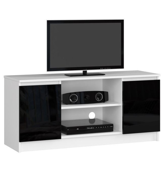 Stolek pod TV RTV 120 2D 1P černý, lesk