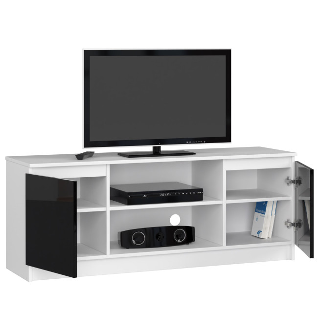 Stolek pod TV RTV 140 2D 1P bílý / černý, lesk