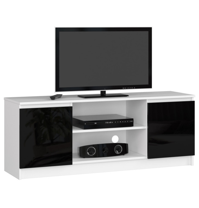 Stolek pod TV RTV 140 2D 1P bílý / černý, lesk
