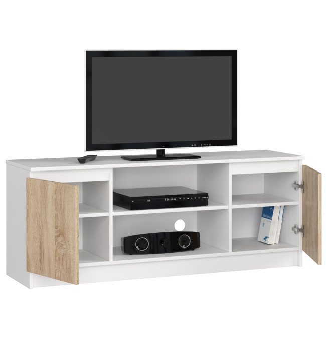 Stolek pod TV RTV 140 2D 1P bílý / sonoma