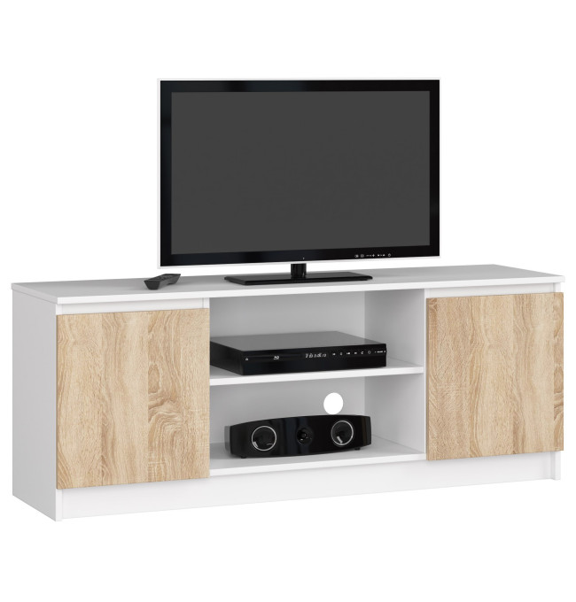 Stolek pod TV RTV 140 2D 1P bílý / sonoma
