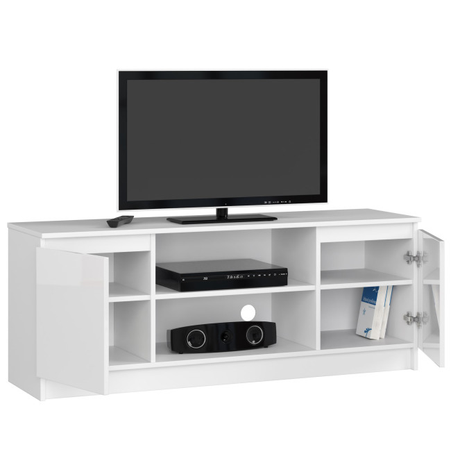 Stolek pod TV RTV 140 2D 1P bílý, lesk
