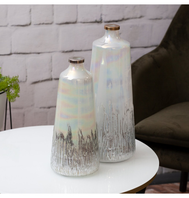 Váza ADEN 01 krémová / stříbrná