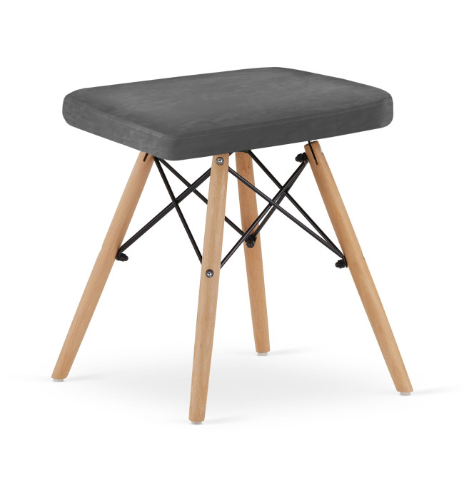 Set čtyř taburetek WERK sametové šedé (hnědé nohy) 4ks