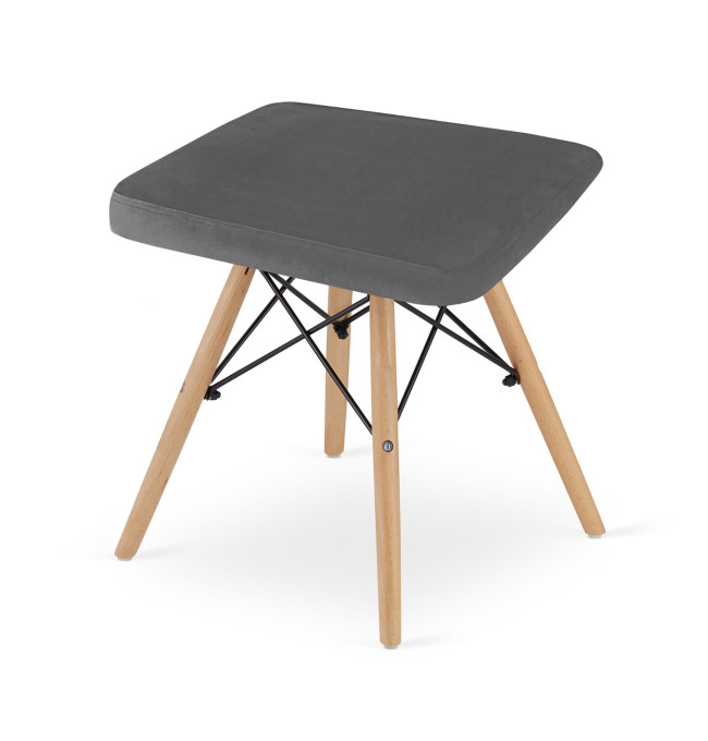 Set čtyř taburetek WERK sametové šedé (hnědé nohy) 4ks