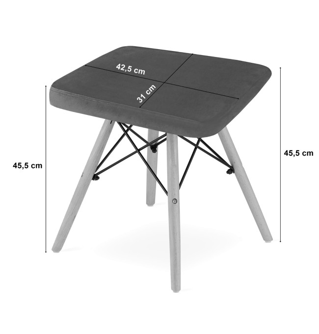 Set čtyř taburetek WERK sametové šedé (hnědé nohy) 4ks