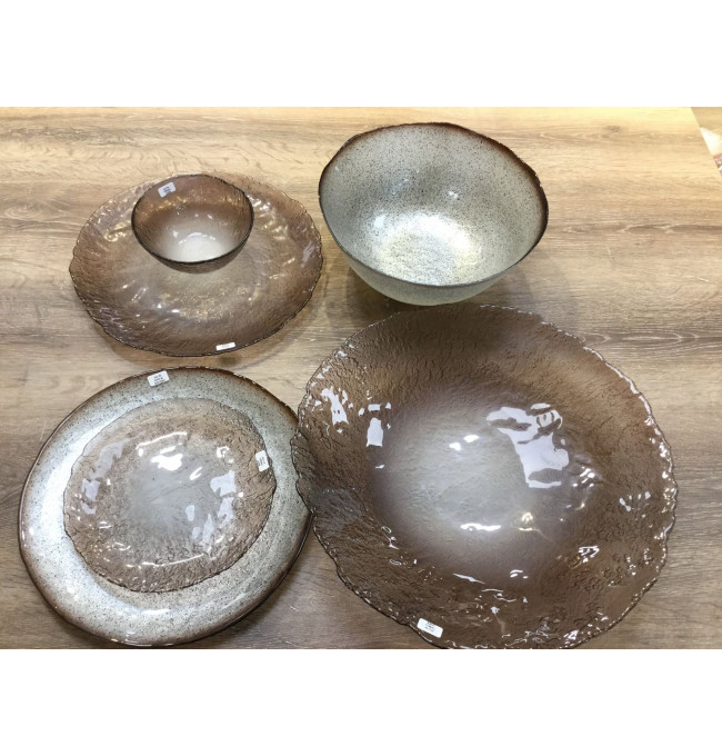 Dekorační miska SEVILLE 2 krémová / hnědá