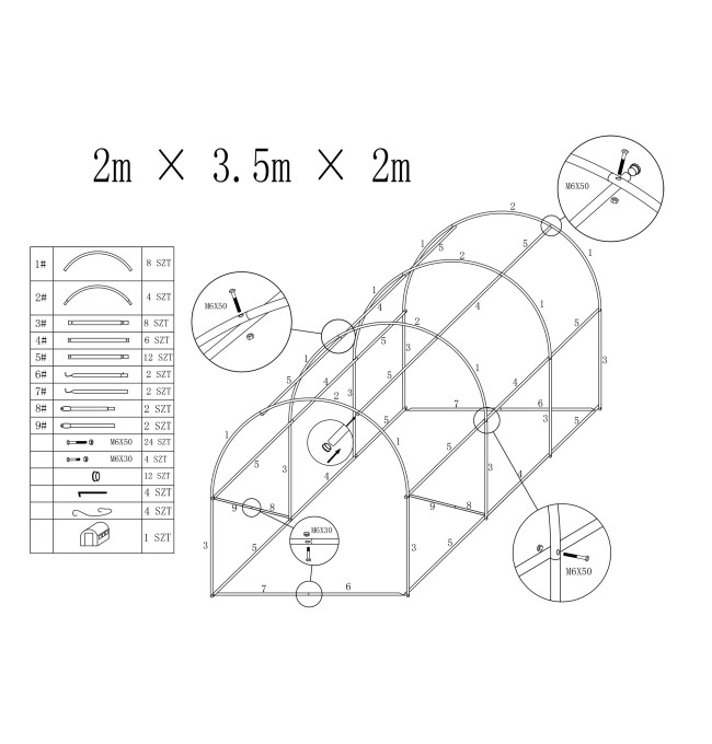 Zahradní skleník AUREA zelený 2x3,5 m
