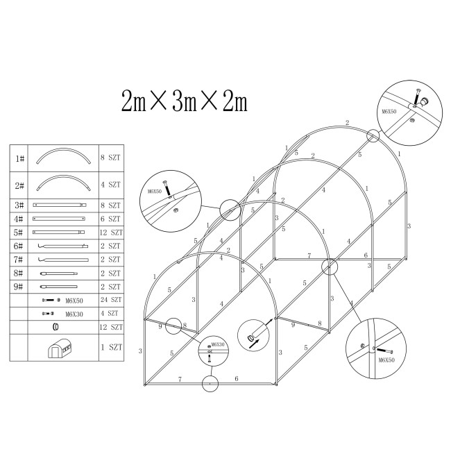 Zahradní skleník AUREA zelený 2x3 m