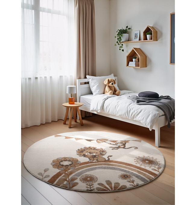 Koberec Villeroy & Boch BOHO KIDS Roar like a Lion krémový kruh