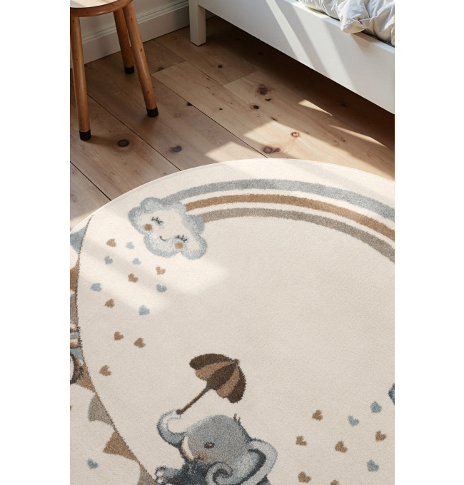 Koberec Villeroy & Boch BOHO KIDS Round Walk like an Elephant Rainbow krémový kruh