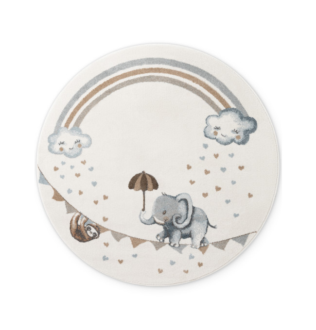 Koberec Villeroy & Boch BOHO KIDS Round Walk like an Elephant Rainbow krémový kruh