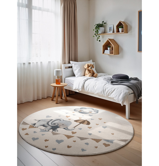 Koberec Villeroy & Boch BOHO KIDS Round Walk like an Elephant Rainy krémový kruh